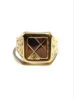 18k tricolor zegelring, Ophalen of Verzenden, Zo goed als nieuw, -, Goud