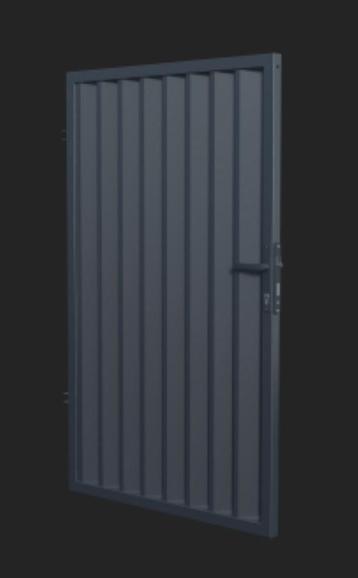 Moderne antraciet looppoort met verticale lamellen 90x180 beschikbaar voor biedingen
