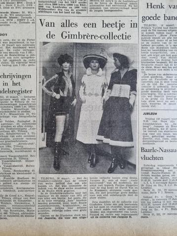 MODE: Gimbrère presenteert collectie (krant 1971) beschikbaar voor biedingen