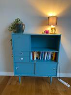 Vintage blauw kastje, Huis en Inrichting, Overige materialen, Gebruikt, 100 tot 150 cm, Ophalen of Verzenden