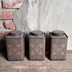 3x Oude brocante metalen voorraadblik voorraadbus *Etage3*, Gebruikt, ., Ophalen of Verzenden, .