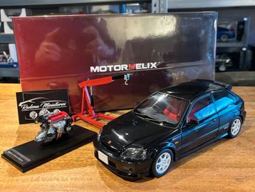 Honda Civic Ek9 TypeR + Motor en lift - 1:18 MotorHelix