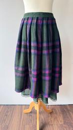 Vintage Helene Sträßer Tartan Rok - Groen/Paars - S 36, Geen idee, Vintage, Ophalen of Verzenden, Zo goed als nieuw