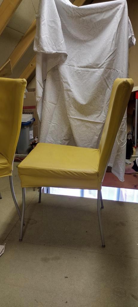 Mooie Okergele eetkamerstoelen leer, Huis en Inrichting, Stoelen, Gebruikt, Twee, Leer, Overige kleuren, Ophalen of Verzenden