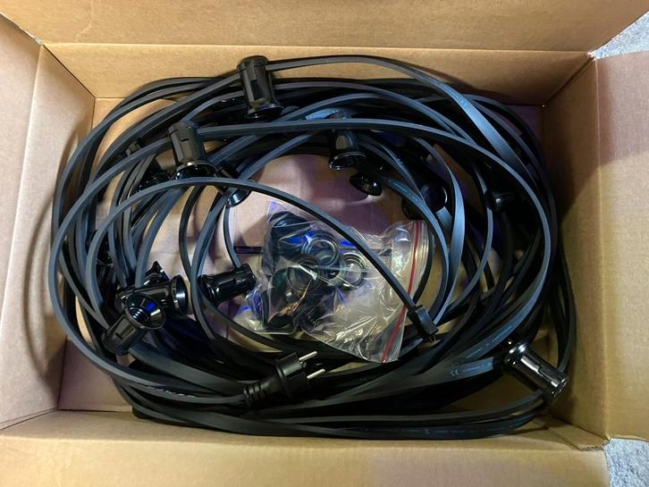 Prikkabel feestverlichting - 23 & 18 meter, Tuin en Terras, Buitenverlichting, Zo goed als nieuw, Overige typen, Kunststof, Minder dan 50 watt