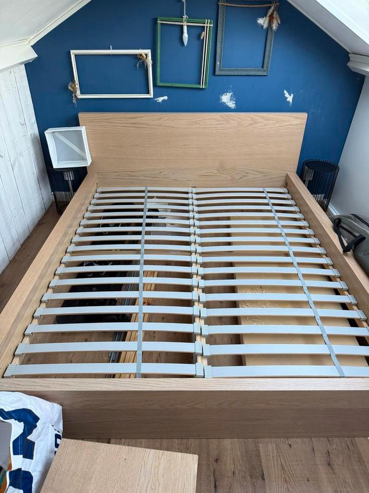 Gratis!! Ikea Malm bedframe 160x200 incl. lattenbodem, Huis en Inrichting, Slaapkamer | Bedden, Gebruikt, Tweepersoons, 160 cm