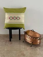 Geborduurd vintage  kussenhoes, Huis en Inrichting, Woonaccessoires | Kussens, Verzenden, Nieuw, Groen, Vierkant