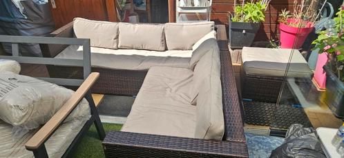 Loungeset bruin met poef, Tuin en Terras, Tuinsets en Loungesets, Zo goed als nieuw, Ophalen
