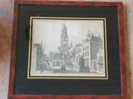 Gravure markt stadhuis kerk Rhenen C. Philips 1753, Antiek en Kunst, Ophalen