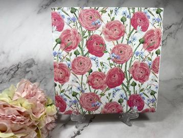 Tete a tete knutsel servetten roze / blauwe bloemen 311  beschikbaar voor biedingen