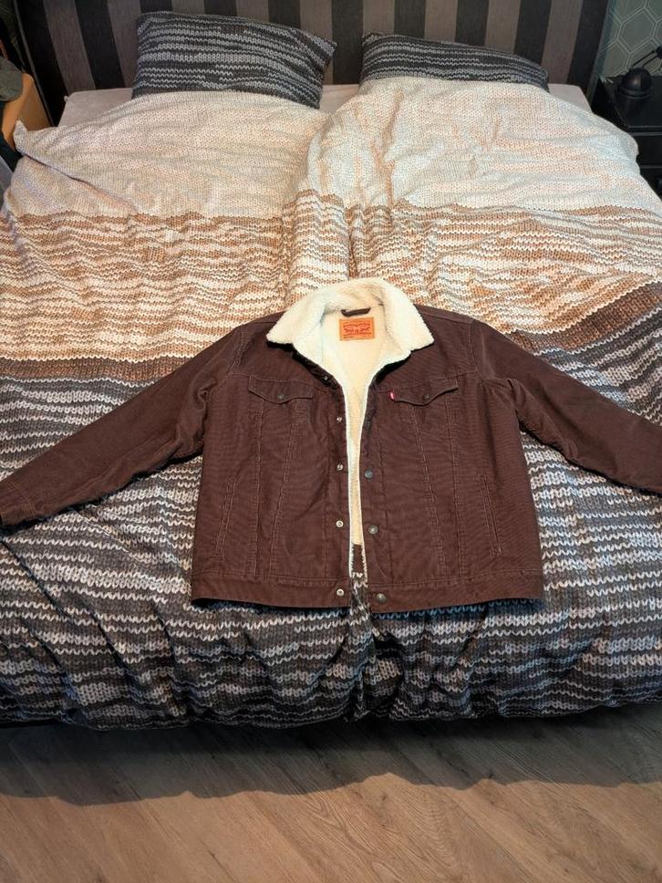 Levi's Gevoerde Truckerjas - Warm en Stijlvol!, Kleding | Heren, Jassen | Zomer, Zo goed als nieuw, Maat 52/54 (L), Bruin, Ophalen of Verzenden