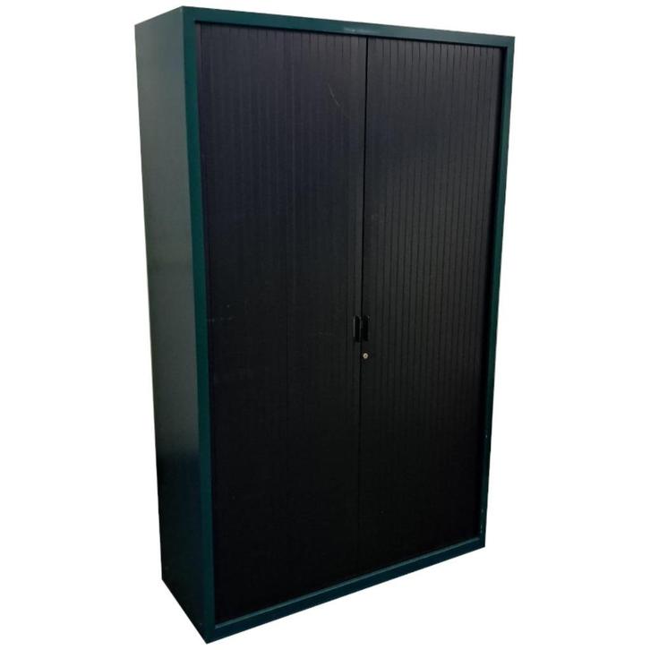 Lensvelt Roldeurkast Zwart Groen Staal 196 x 120 x 45, Huis en Inrichting, Kasten | Roldeurkasten en Archiefkasten, Gebruikt, 150 tot 200 cm