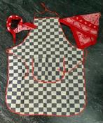 Carnaval geruit schort boerenbont + 2 rode zakdoeken 🎭, Verzenden, Gedragen, Carnaval, Kleding