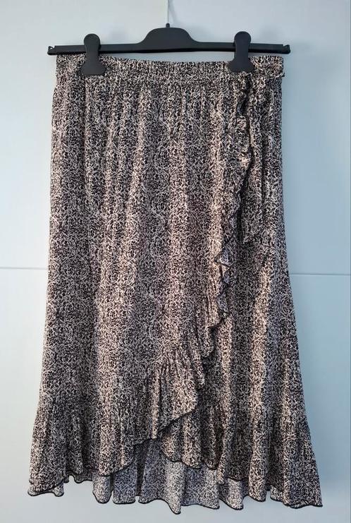Leuke zomerrok in zwart/ecru motief Cotton Club maat L 40/42, Kleding | Dames, Rokken, Zo goed als nieuw, Maat 42/44 (L), Zwart