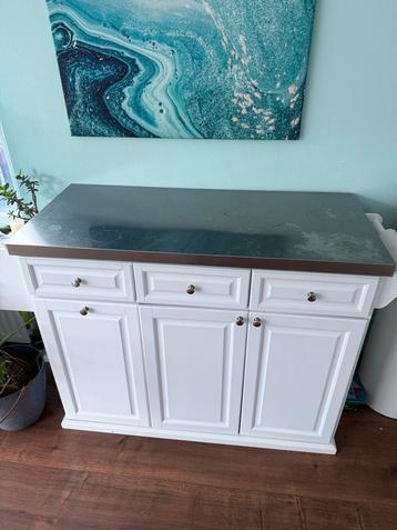 Witte Keukenkast met Metalen Blad - 107x85x50 cm beschikbaar voor biedingen