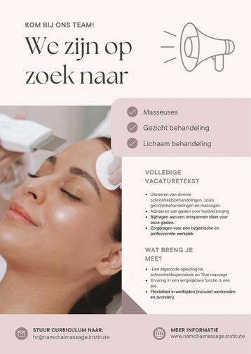 Vacature voor schoonheidsspecialiste  beschikbaar voor biedingen
