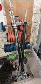 Body pump rack 9 stangen 60 gewichten, Sport en Fitness, Fitnessmaterialen, Ophalen, Gebruikt