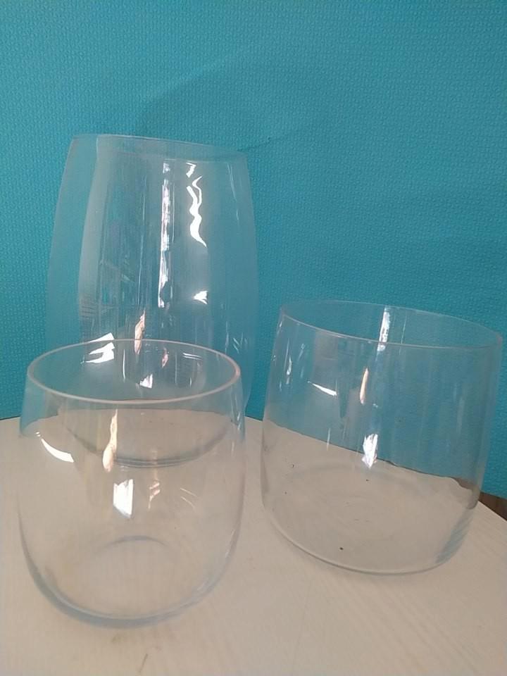 Set van 3 grote glazen vazen, Huis en Inrichting, Woonaccessoires | Vazen, Zo goed als nieuw, Overige kleuren, Minder dan 50 cm