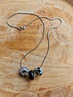 Ketting met 3 handmade murano kralen 925, Sieraden, Tassen en Uiterlijk, Kettingen, Ophalen of Verzenden, Zo goed als nieuw, Zwart