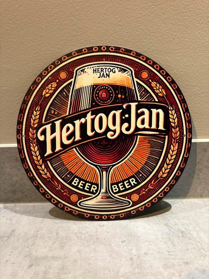 Mancave Bar Café Wanddecoratie metalen bordje Hertog-Jan, Verzamelen, Biermerken, Zo goed als nieuw, Reclamebord, Plaat of Schild