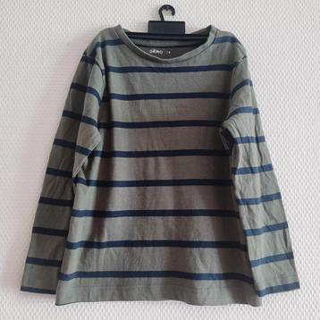 Mooie gestreepte longsleeve, legergroen met donkerblauw beschikbaar voor biedingen