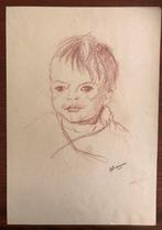 Oude tekening: portret peuter, Ophalen of Verzenden