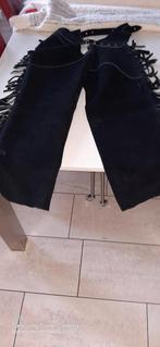 Zwarte leren chaps met franjes maat L, Ophalen, Onbekend, Zwart, Overige maten