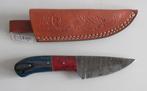 Handgesmeed Damast mes met lederen schede. LB392., Ophalen of Verzenden, Nieuw