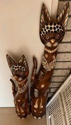 Katten houten beelden, Antiek en Kunst, Kunst | Beelden en Houtsnijwerken, Ophalen of Verzenden