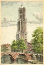 Domtoren te Utrecht - schilderij - 1952 gelopen, Ophalen of Verzenden, 1940 tot 1960, Gelopen, Utrecht