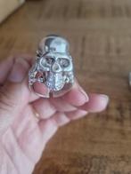 Oude, zilveren ring met doodshoofd en botten. Maat 21, Ophalen of Verzenden, Zilver, Ring