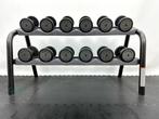Technogym Urethane Dumbbell |set 4kg- 9kg + Rack, Ophalen of Verzenden, Gebruikt, Armen, Halterset