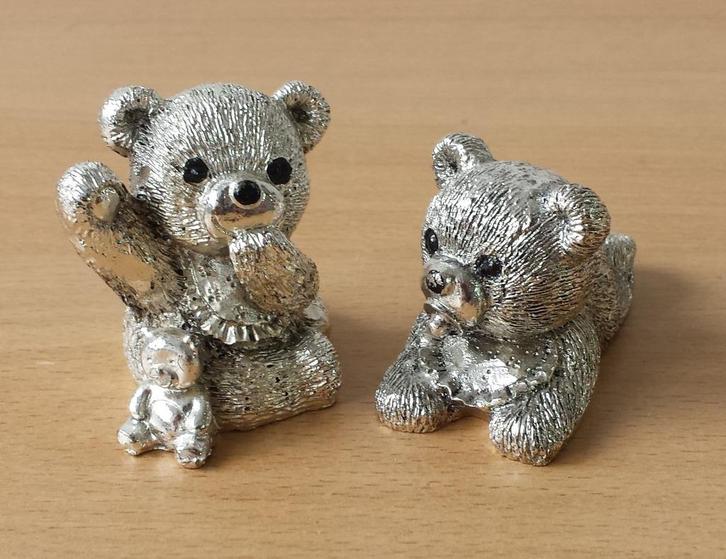 2 Beertjes - R. Argento - Italy - verzilverd, Verzamelen, Beelden en Beeldjes, Zo goed als nieuw, Dier, Ophalen of Verzenden