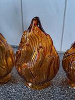 3x vintage amber Art Deco lampenkapjes vlam glas, Antiek en Kunst, Antiek | Lampen, Ophalen of Verzenden