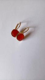 Fraaie zilver vergulde oorbellen met Rode Onyx, Hangers, Verzenden, Nieuw, Met edelsteen