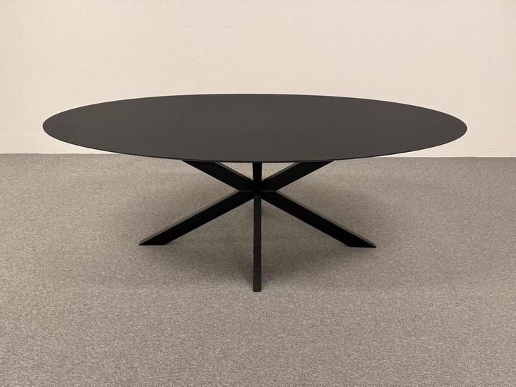 Ovale eettafel Fenix HPL 200x90 Nero Ingo, Huis en Inrichting, Tafels | Eettafels, Zo goed als nieuw, 50 tot 100 cm, 200 cm of meer