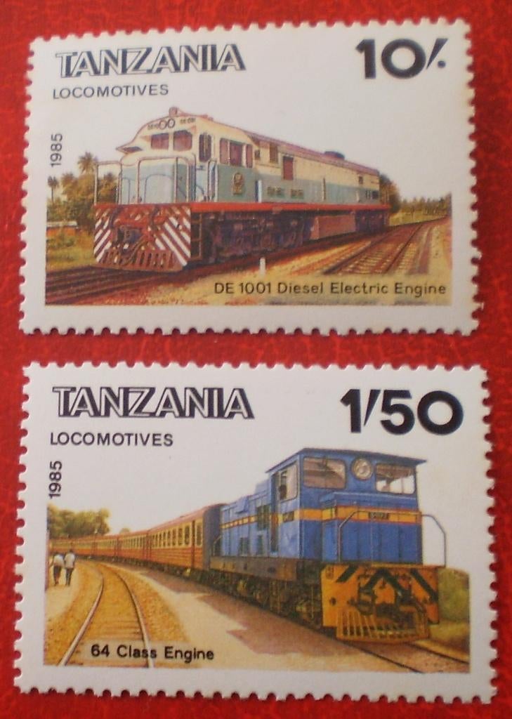 Tanzania - 2x Treinen - Gestempeld, Verzenden, Gestempeld, Treinen