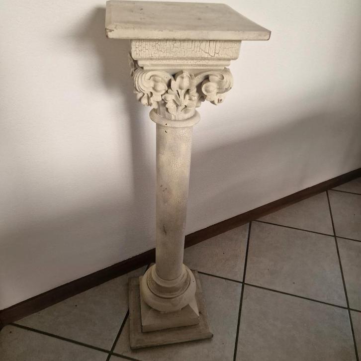 Klassieke houten zuil, wit gecraqueleerd - 83cm, Huis en Inrichting, Woonaccessoires | Zuilen en Pilaren, Gebruikt, Ophalen