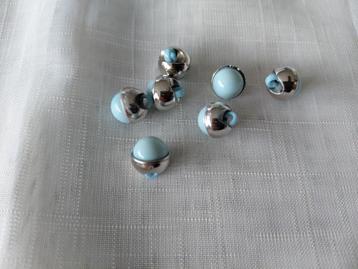 klein lichtblauw/zilver bolletje, 7 st., ø 10 mm, kunststof beschikbaar voor biedingen