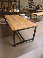 Nieuwe landelijke teakhouten eettafel 220x100cm €395, Huis en Inrichting, Ophalen, ., Nieuw, .