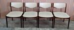 6 x Vintage Deense design stoelen Teak Hout Mid Century, Huis en Inrichting, Ophalen of Verzenden, Zo goed als nieuw, Wit, Hout