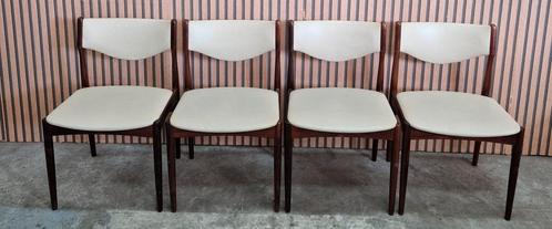 6 x Vintage Deense design stoelen Teak Hout Mid Century, Huis en Inrichting, Stoelen, Zo goed als nieuw, Hout, Wit, Ophalen of Verzenden
