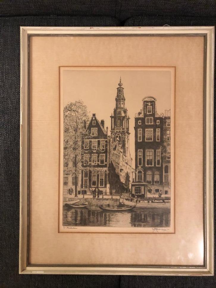 Ets Zuiderkerk Amsterdam H.E. Roodenburg, Antiek en Kunst, Kunst | Etsen en Gravures, Ophalen