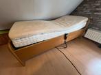 Elektrisch verstelbaar bed 90x200 met latex matras, Ophalen, Verstelbaar, 90 cm, Eiken