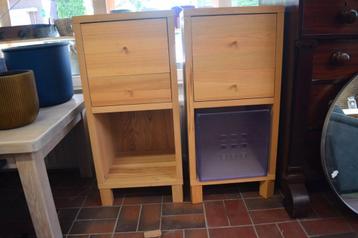 2 Houten ladekastjes met open vak | 40 x 41 x 90 cm beschikbaar voor biedingen