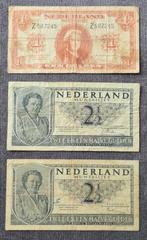 3 x biljet van 1 en 2 x 2 !/2 gulden nederland, Verzenden, 1 gulden, Setje