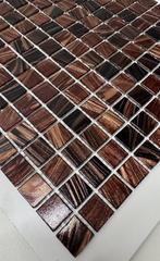 Glas Mozaëk  Amsterdam 20x20 en 10x10x4mm brown gold, Overige materialen, Wandtegels, Nieuw, Ophalen of Verzenden