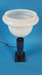 Vintage tafellamp, zware marmeren voet, glazen halve bol. S4, Tweedehands verkoop, Tweedehands verkoop, Gebruikt, Ophalen of Verzenden