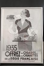 ingelijste Franse art deco advertentie Franse rookwaar retro, Ophalen of Verzenden, Zo goed als nieuw, Reclamebord
