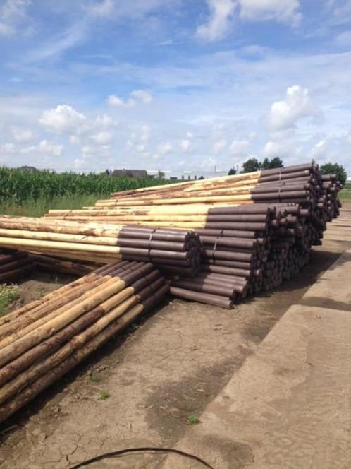 Houten schoeiing palen met Kunststof opzet rot niet weg, Tuin en Terras, Palen, Balken en Planken, Nieuw, Palen, 250 cm of meer